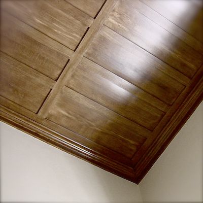 Faux wood grain ceiling